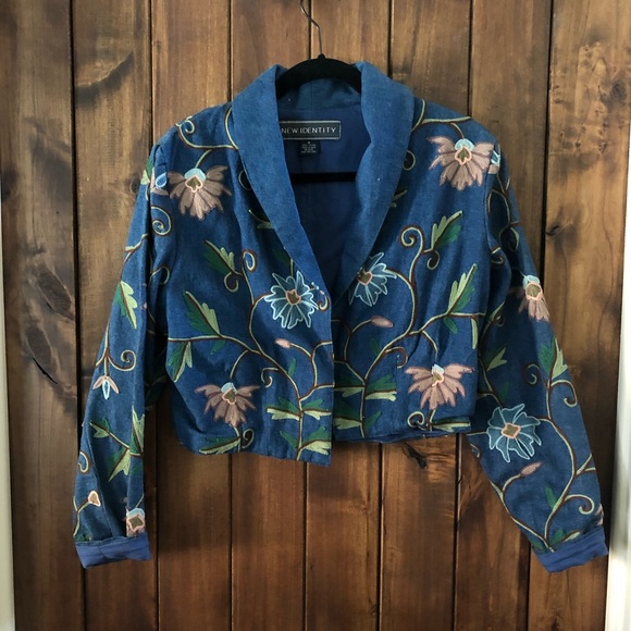Embroidered Floral Denim Jacket - Picture 1 of 3